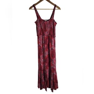Elegant Red Paisley Maxi Dress